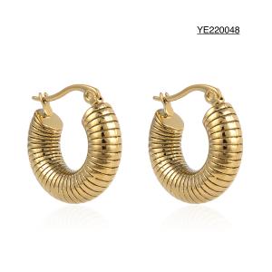 Wholesale Versatile Simple Stainless Steel Gold Earrings Thick Round Coil Stud Earrings For Women from china suppliers