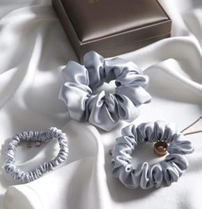 Wholesale Women 6cm Mulberry Silk Scrunchies Set Plain Dyed Grade 6A from china suppliers