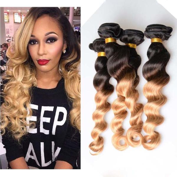 10" - 26" Brazilian Ombre Remy Human Hair Extensions Loose Wave 1B / 27 Blonde