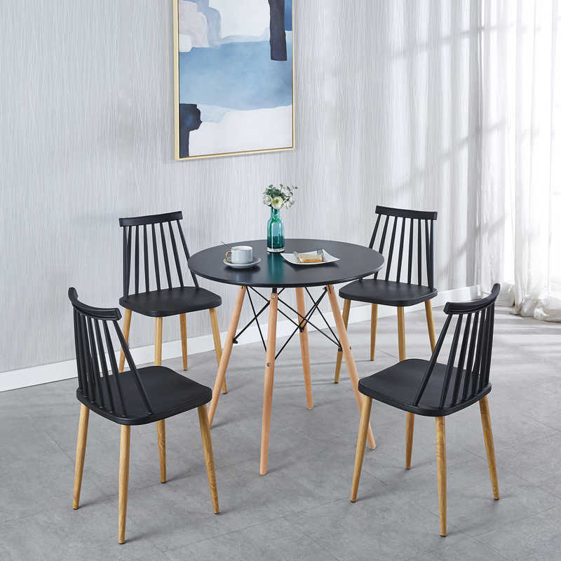 24.25Ibs MDF Dining Table Black Simple Round Dining Table 28.74In Height