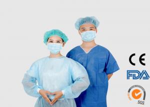 China Eco Friendly Medical Isolation Gowns , Unisex Blue Disposable Coveralls on sale