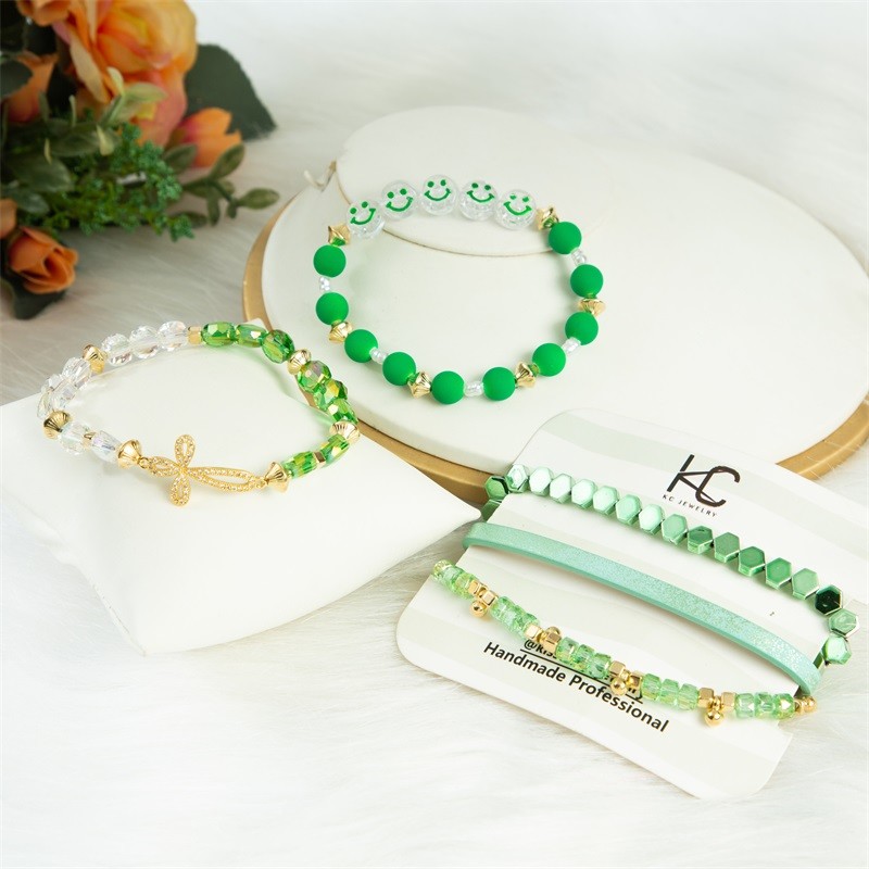 Green Beaded Mint Stretch Beaded Bracelet Ireland Inspired Gift