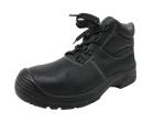 Black High Fitness Leather Safety Shoes Rubber / PU Outsole With Flat Lace