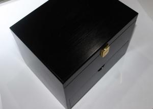 Wholesale Woman Solid Wood Jewelry Box , Black Color Handcrafted Wood Decorative Boxes from china suppliers