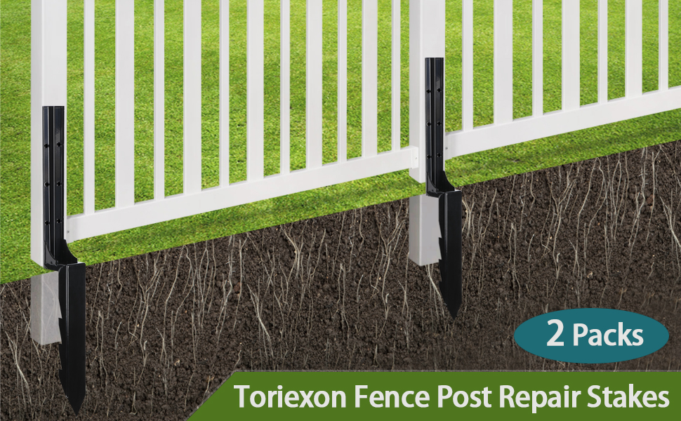 Pressure Treated Wood Fence Post Repair Kit with Heavy Duty Metal Support Bracket