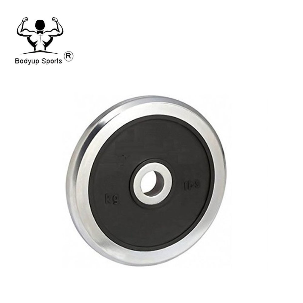 Chromed Cast Iron Weight Lifting Plates , Standard Weight Plates With Rubber Sheet