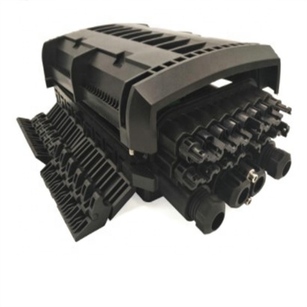 Factory production 12 port fiber optic distribution box black color pole mounting FTTH 12 core fiber optic termination box