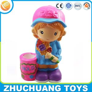 Wholesale colorful painting lovely girl with flowers plastic custom money coin bank from china suppliers