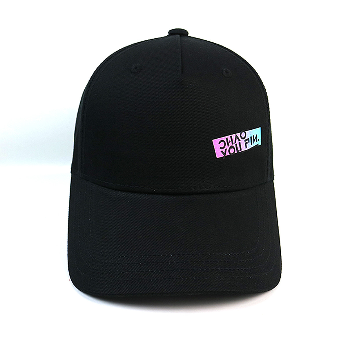 Custom Solid Black Rubber Printed Baseball Caps Hat For Boys And Girls