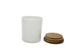 Wedding Dia 7.3cm Frosted Glass Candle Jar With Wooden Lid