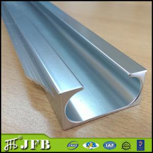 Wholesale Pull handle edge banding frame aluminum profiles for kitchen cabinet door, Light grey finish from china suppliers