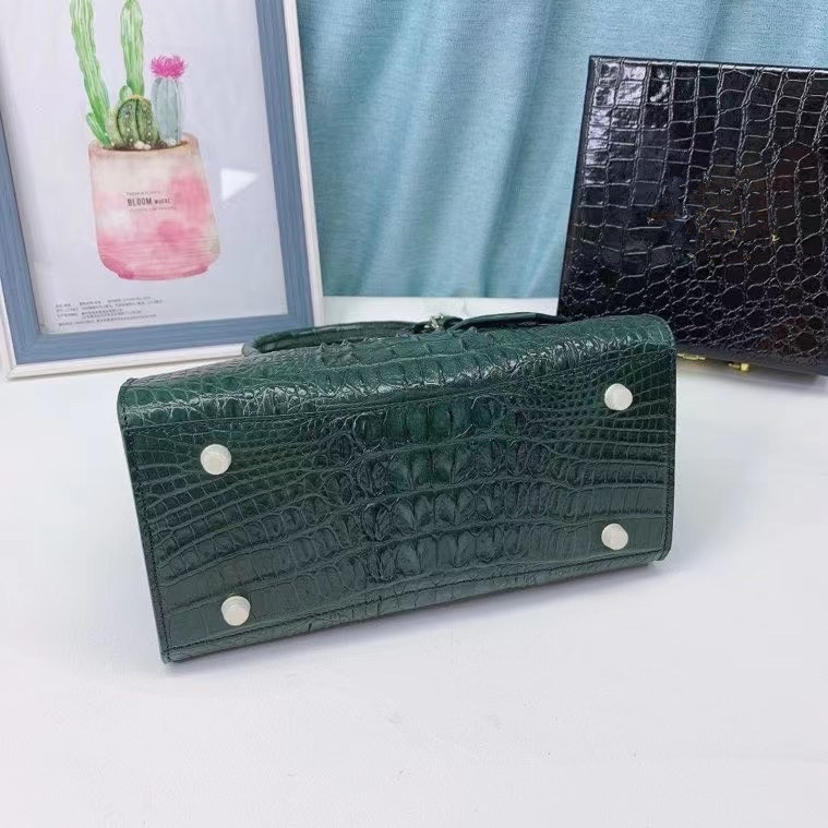 Genuine Alligator Skin Women Small Totes Tag Purse Shoulder Bag Authentic Real Crocodile Leather Lady Top-handle Handbag