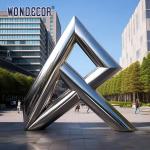 Large outdoor park forging metal modern geometric triangular stainless steel