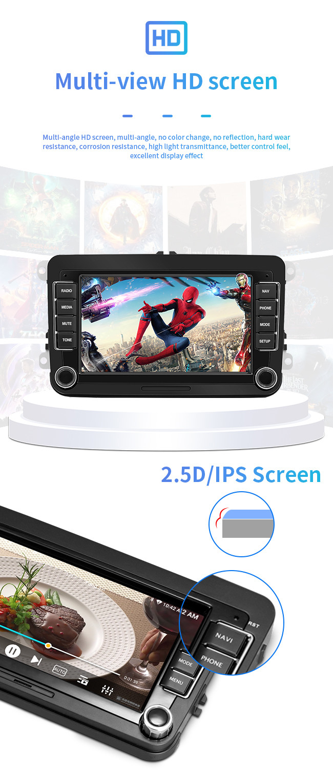VW Car Android GPS Navigation 7 Inch With WiFi BT Phone Music IPS HD