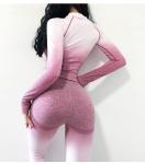 Ombre Seamless Women's Yoga Apparel / Women Gym Clothing Gradient Leggings+Long
