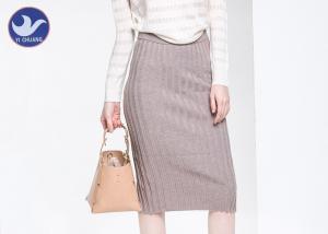 Wholesale Rib Knitted Back Slit Womens Knit Skirt Pencil Fitted Back Opening Middle-Skirt from china suppliers