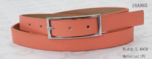 Wholesale 3.15cm Orange PU Womens Fashion Belts With Rectangle Nickel Buckle / Flat Belt Tip from china suppliers