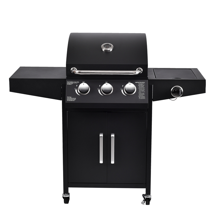 Enjoy Smoke-Free Camping and Barbecue with 4-Burner Steel Gas Stove in Outdoor Garden