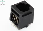 1x1 Ports RJ45 Ethernet Connector 180 Degree Black Housing Gold Plating