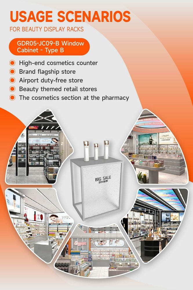 GDR05-JC09-B Beauty Display Rack with 3mm Granular Semi-Transparent Acrylic and Enhanced Visual Appeal for Fashion Boutique