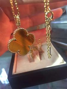 Wholesale 1 Motif Tiger'S Eye 18K Gold Necklace VCARO49L00 Yellow Color With Flower Shape from china suppliers