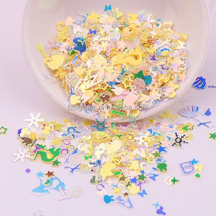 Fashionable Scissors Shell Key Hollow Four Corners Glitter Shaped Mixes Nail Art Nail Polish Nail Gel Decoration for Dog