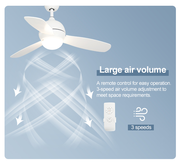 Remote LED Lighting Ceiling Fan Inverter with Advanced 3 Speed Choice and Metal MDF