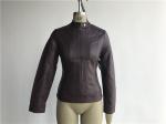 Zip Through Ladies PU Jacket / Burgundy Pleather Bomber Jacket TW76367