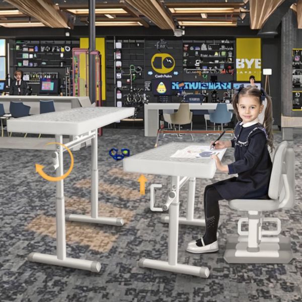 Adjustable Height Desk for Kids with Ergonomic Design and 16 Colors Changing LED Light