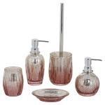 Mercury Classic Glass Bathroom Accessories Set Pink Color Pumpkin Shape