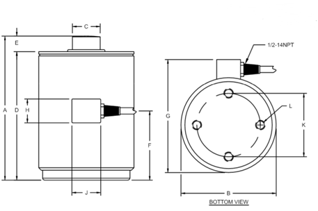 Load Cell CL012 200Klb Compresion Column Canister weighbridge Stainless Steel sensor for Truck Scale 2mv/v
