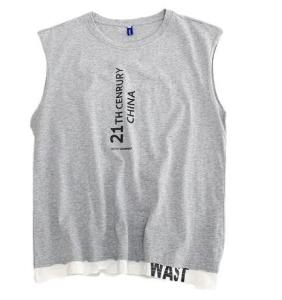 Wholesale Oem Apparel Manufacturers Men'S Round Neck Loose Sleeveless Vest Print Vest T - Shirt from china suppliers