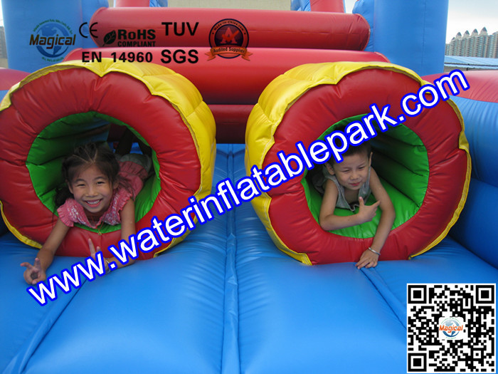 0.55mm PVC Tarpaulin Inflatable Obstacle Course Rental Waterproof And Fireproof
