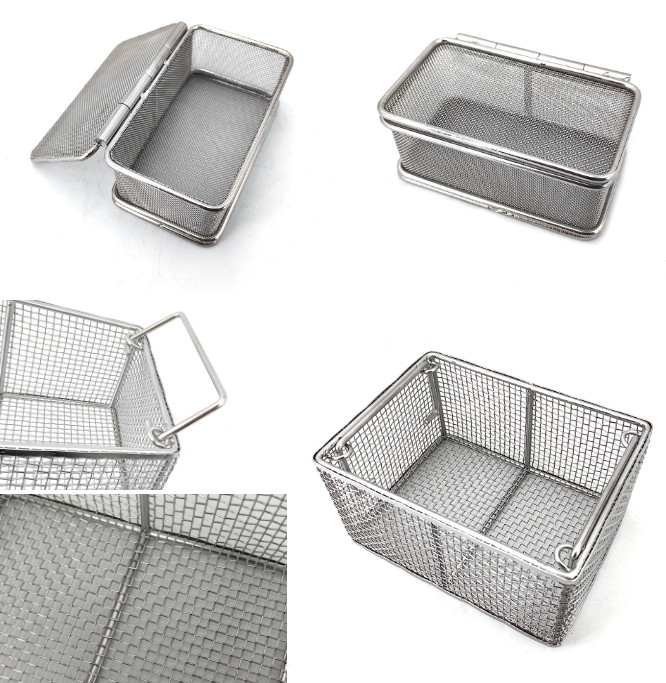 316 Stainless Steel Wire Mesh Basket Rectangle Shape ISO9001 Certificate