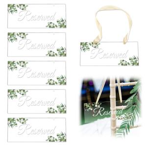 Wholesale 6 Pack Reserved Hanging Acrylic Sign With Greenery For Wedding Chairs / Church Pews from china suppliers