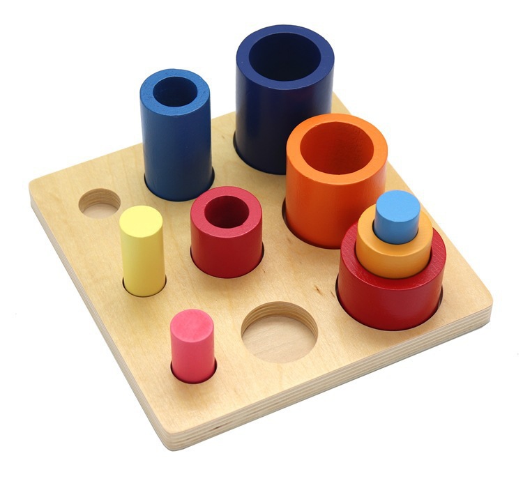 Wooden Early Education Thinking Round Block Develop Children Intelligence Baby Coordination Square Assembled Toy
