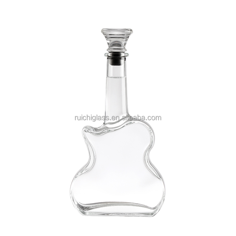 750ml Guitar Shaped Glass Bottles for Customized Vodka and Whisky Custom Make Customized