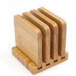 9cm Blank Bamboo Coasters Round Square Bamboo Plant Saucer European Style Mat