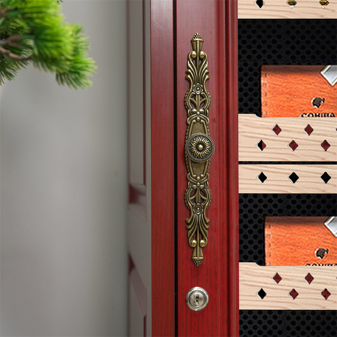 Touch Sensitive Control Red Sold Wood Cigar Cooler Humidifier With Locker