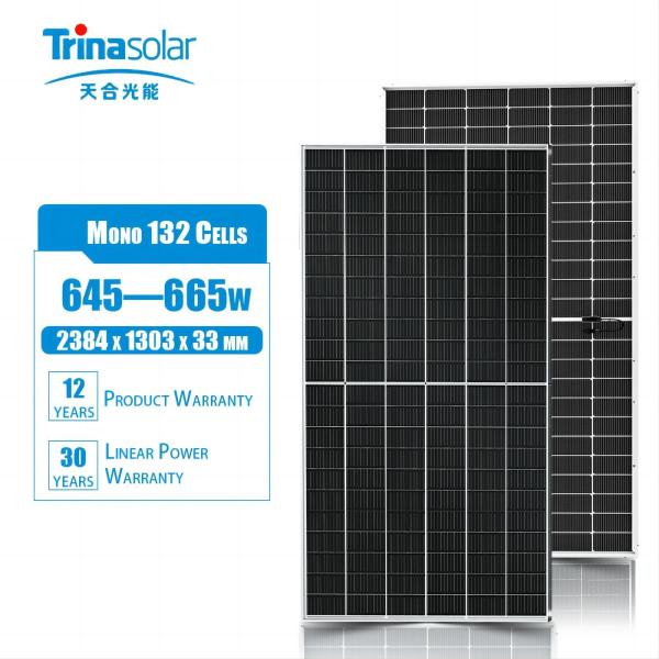 HighTarmission Glass Monocrystalline Solar Panels 655W 660W 665W 132 Cells