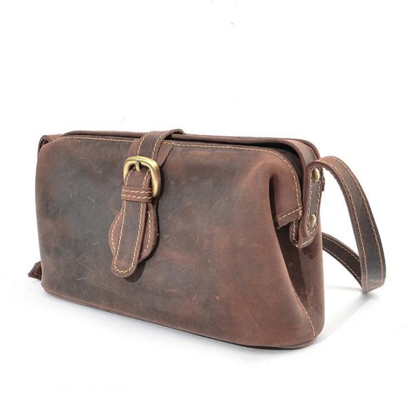 genuine crazy horse leather handbags vintage woman handmade cross-body bag