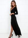 Sexy Long Plain Black Dresses For Girls
