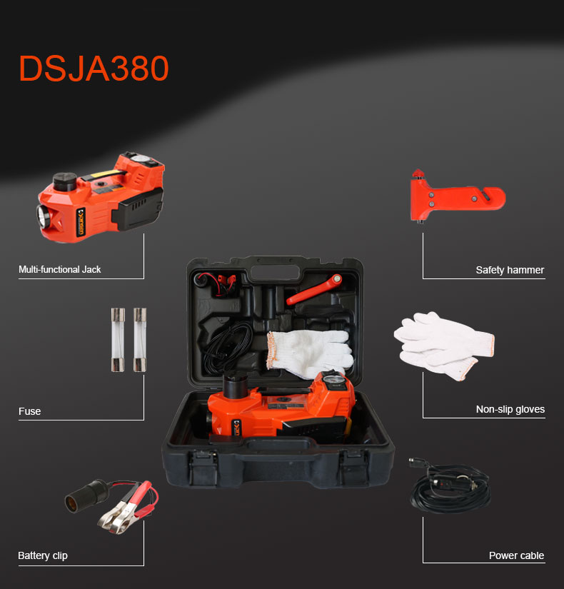 DINSEN 3 in 1 multifunctional 12v electric hydraulic jack ,inflator pump and light.
