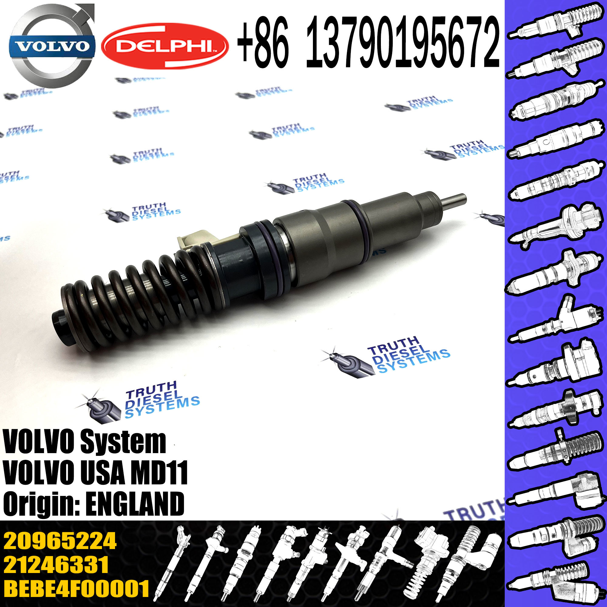 High quality nozzle assembly diesel pump Injector BEBE4F00001 20965224 for excavator engine