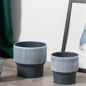 Wholesale Home &amp; garden planter flowerpot flower pot indoor outdoor decoration big stripe ceramic flowerpots from china suppliers