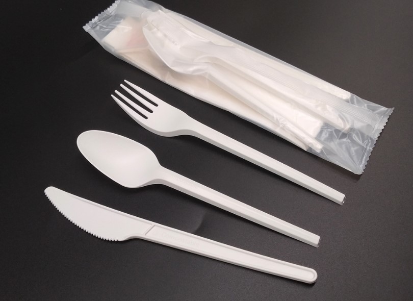 Biodegradable 6.5" PLA Cutlery Knife Fork Spoon 17cm 16.2cm 15.4cm