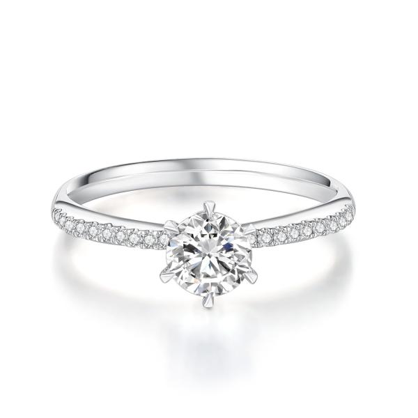 Lab Grown Diamond Ring in Romantic 18K White Gold for Gifts and Parties NGTC