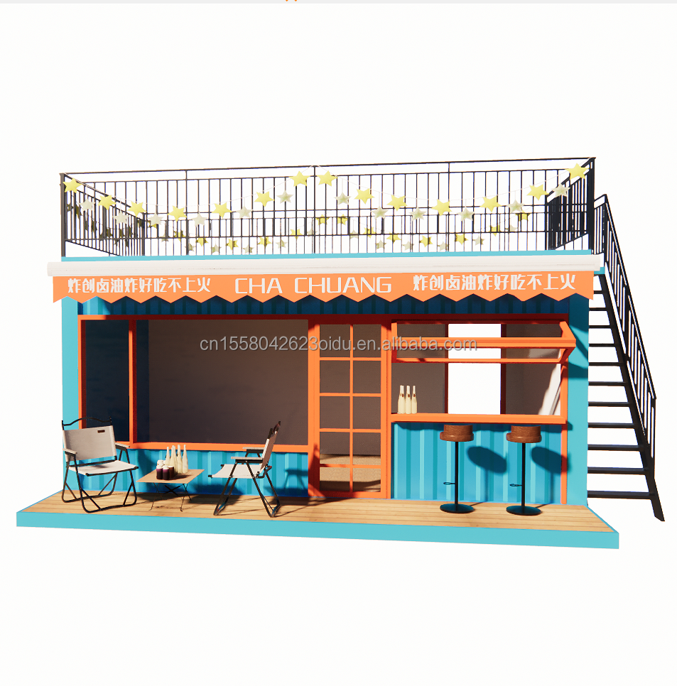 20ft Two-Layer Flat Packaging Container Steel Frame Garage Retail Store Modern Design and Galvanized Steel Bending 180g