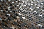 Coffee Stone Glass Kitchen Mosaic Tiles , Interlocking Fireplace Mosaic Tile