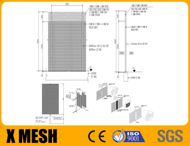 Galvanized Clear View Anti Theft Anti Cut Anti Climb Mesh Fence 358 Welded